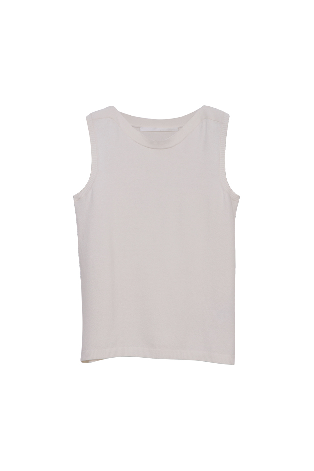 Knitted Boat Neck White Tank Top - Giordano Ladies Philippines