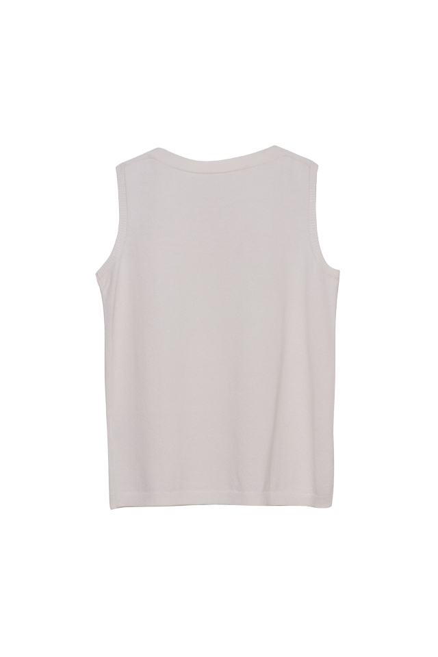 Knitted Boat Neck White Tank Top - Giordano Ladies Philippines