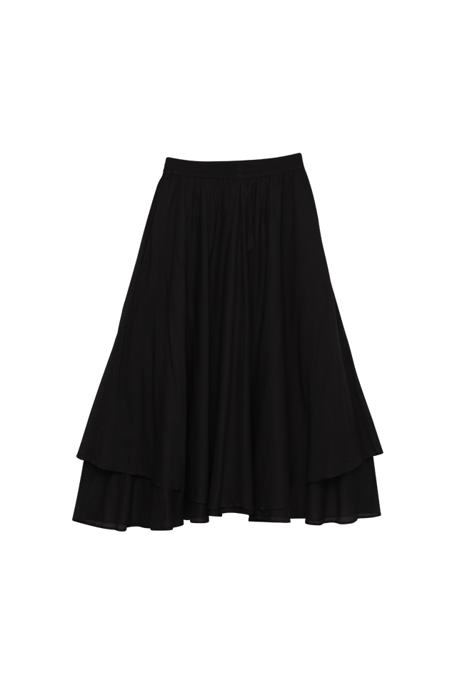 Layered Black Flare Skirt - Giordano Ladies Philippines