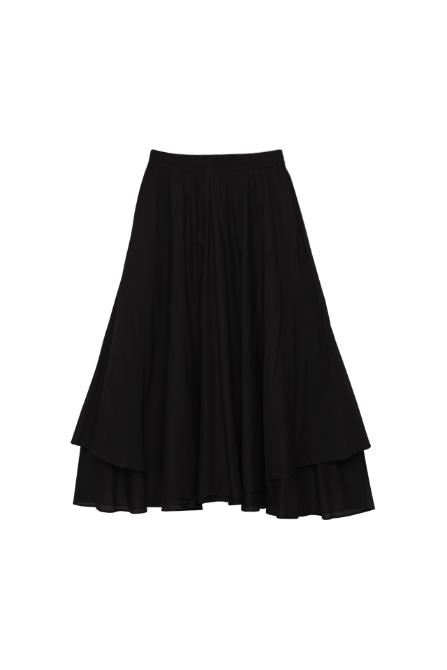 Layered Black Flare Skirt - Giordano Ladies Philippines