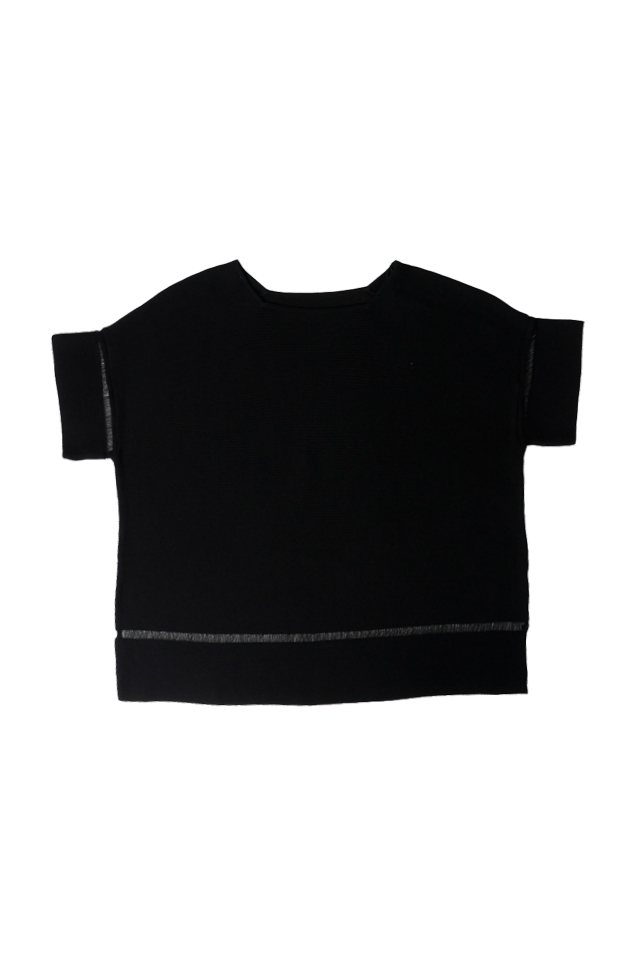 Transparent Yarn Black Boxy Sweater Top